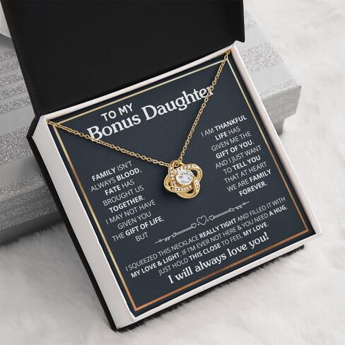 To My Bonus Daughter Necklace From Stepdad, Bonus Daughter Gifts From Stepmom, Jewelry Gifts For Stepdaughter On Wedding Day Birthday Graduation, Stepdaughter Necklace With Heartfelt Message & Elegant Box in Saudi Arabia