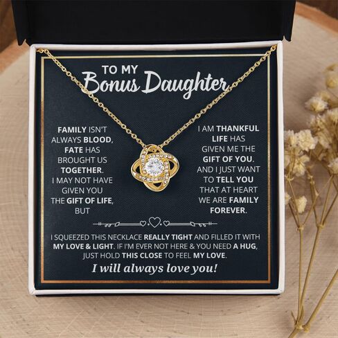 To My Bonus Daughter Necklace From Stepdad, Bonus Daughter Gifts From Stepmom, Jewelry Gifts For Stepdaughter On Wedding Day Birthday Graduation, Stepdaughter Necklace With Heartfelt Message & Elegant Box in Saudi Arabia