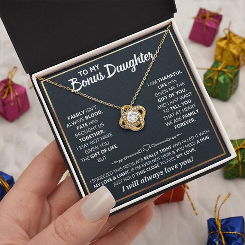 To My Bonus Daughter Necklace From Stepdad, Bonus Daughter Gifts From Stepmom, Jewelry Gifts For Stepdaughter On Wedding Day Birthday Graduation, Stepdaughter Necklace With Heartfelt Message & Elegant Box in Saudi Arabia