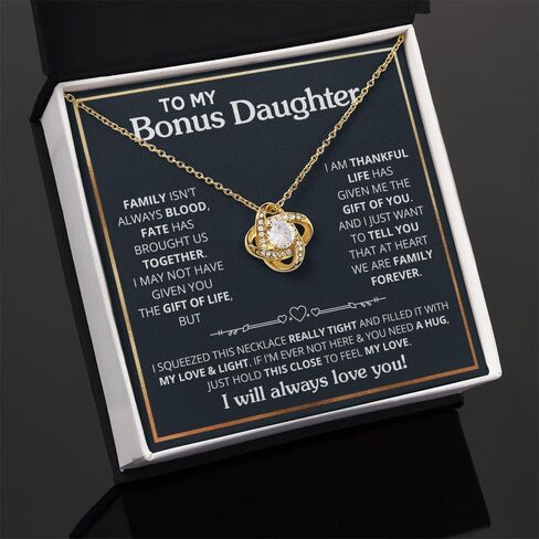 To My Bonus Daughter Necklace From Stepdad, Bonus Daughter Gifts From Stepmom, Jewelry Gifts For Stepdaughter On Wedding Day Birthday Graduation, Stepdaughter Necklace With Heartfelt Message & Elegant Box in Saudi Arabia