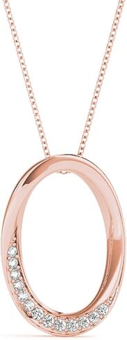 قلادة ألماس 10 قيراط من الذهب الأبيض الوردي والأصفر على شكل دائرة للنساء 0.07 قيراط ألماس مستدير طبيعي مع سلسلة مربعة طويلة مطلية بالذهب عيار 18 بوصة أفضل هدية للذكرى السنوية وأعياد الميلاد وحفلات الزفاف وهدية الخطوبة مجموعة مجوهرات in Kuwait