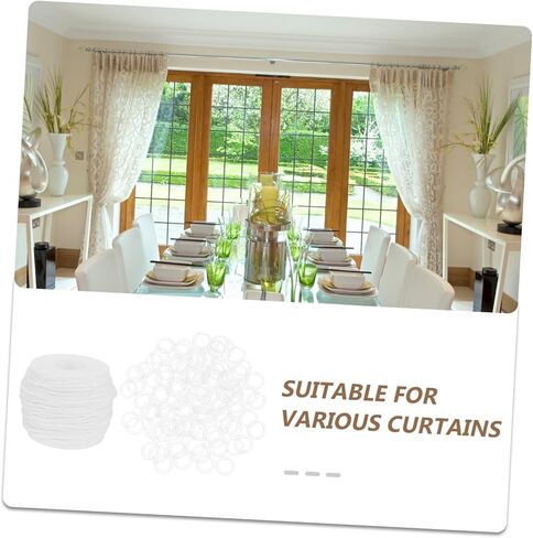 Veemoon 1 Set Pull Cord with Transparent Roman Rings Curtain Pull String with Curtain Rings Easy Installation Accessories for Drapes and Window Treatments in Saudi Arabia