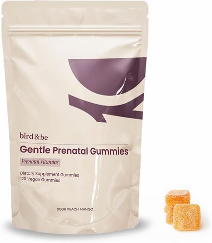 Gentle Prenatal Gummies - No-Nausea Prenatal Vitamins - Formulated by Doctors with Folic Acid, Methylated Folate, Choline, Plus B6 for Morning Sickness - Sour Peach-Mango Flavor - 30-Day Supply in Saudi Arabia