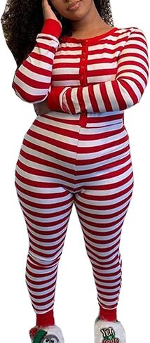 Christmas One Piece for Women Fleece Hooded Jumpsuit Zipper Romper Sexy One Piece Pajamas Sleepwear in Saudi Arabia