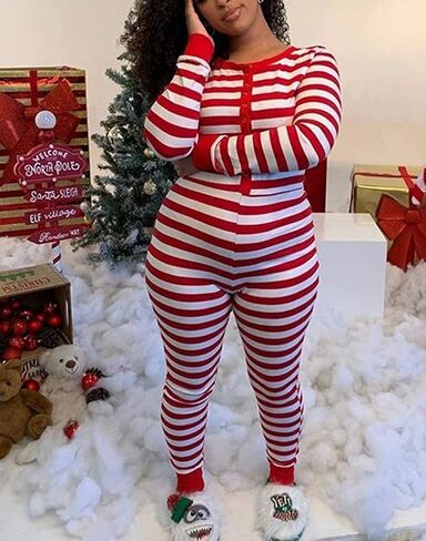 Christmas One Piece for Women Fleece Hooded Jumpsuit Zipper Romper Sexy One Piece Pajamas Sleepwear in Saudi Arabia