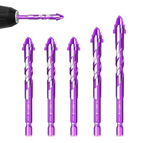 5-PCS High-Strength Eccentric Twist Drill Bit, Masonry Drill Bits for Concrete Set for Concrete/Glass/Brick/Cement/Tile/Wood/Etc, Industrial Strength Carbide Drill Bits Tip Size 5/32-1/2 in Saudi Arabia