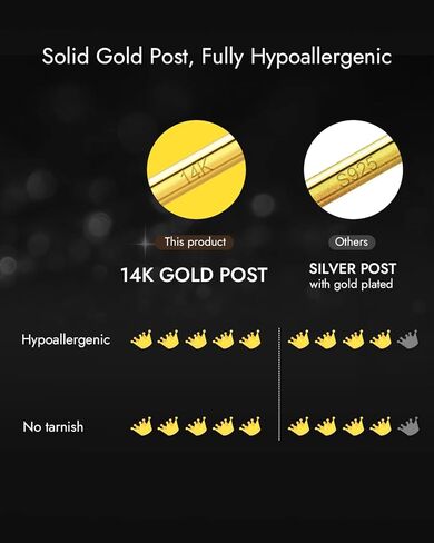 14K Gold Moissanite Stud Earrings for Women Men, 14K SOILD GOLD POST, 925 Sterling Silver D Color VVS Clarity Lab Created Moissanite, Hypoallergenic Earrings Jewelry Gifts for Her Him, 0.5/0.8/1.0ct in Saudi Arabia