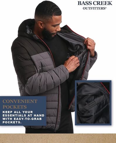Bass Creek Outfitters Mens Puffer Jacket - Weather Resistant Midweight Quilted Warm Insulated Winter Coats for Men in Saudi Arabia