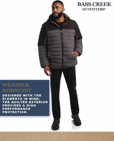 Bass Creek Outfitters Mens Puffer Jacket - Weather Resistant Midweight Quilted Warm Insulated Winter Coats for Men in Saudi Arabia