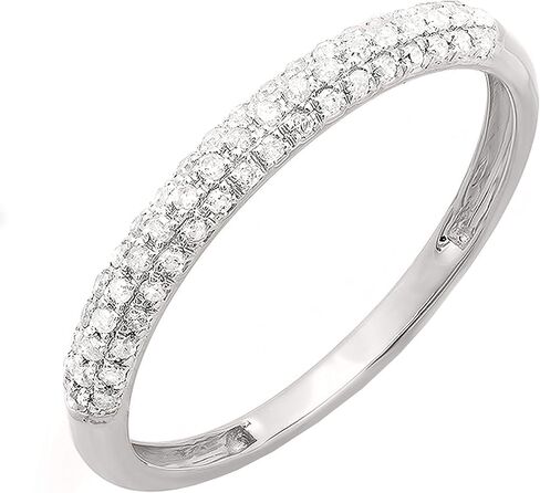 مجموعة Dazzlingrock 0.25 Cttw خاتم زفاف مستدير من الماس الأبيض 3 صفوف مرصع وقابل للتكديس للنساء من الذهب الخالص عيار 10 قيراط in Kuwait