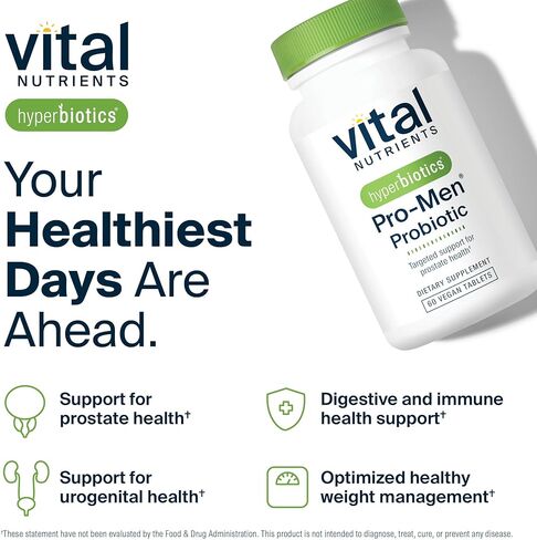 Hyperbiotics Vital Nutrients Pro Men Probiotics | Vegan Advanced Probiotics for Men | Clinically Studied for Prostate Health, Digestive Balance and Gut Health* | Gluten, Dairy, Soy Free | 60 Tablets in Saudi Arabia