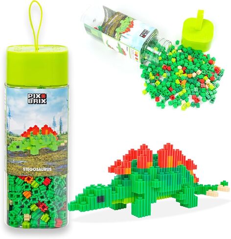 Pix Brix Pixel Art Puzzle Bricks – Dinosaur Series, Brachiosaurus – Patented Building Brick Set to Recreate Your Favorite Dino, Includes 808 Pieces – Create 3D Builds Without Water, Iron or Glue in Kuwait