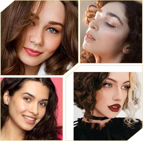 8 قطع من حلقات الحاجز المزيفة، حلقة الأنف المزيفة، ثقوب الحاجز الصناعي من الفولاذ المقاوم للصدأ، مشبك على حلقات الشفاه، حلقات الأنف الصناعية للنساء والرجال مجوهرات الأنف غير المثقوبة in Kuwait