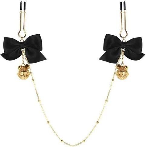 U-Shaped Stainless Steel Body Chain Clamps for Women Bow Decorated Gold Bell Pendant Body Chain Adjustable Clamps Clip Non-Piercing Body Jewelry in Saudi Arabia