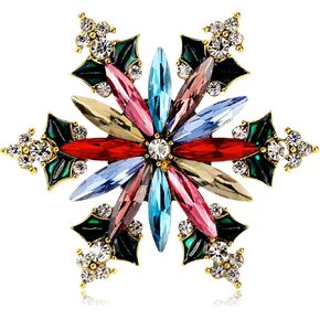WCRAZYE Vintage Rhinestone CZ Snowflake Brooch Pin for Men Women - Winter Christmas Flower Lapel Pins Corsage Badge Cloth Dress Accessories Jewelry in Saudi Arabia