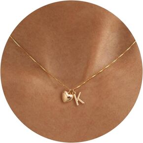 Initial Necklaces for Girls Women Kids - 14K Gold Plated Teen Girls Gifts Trendy Heart Initial Necklace Dainty Letter Gifts Choker Necklace for Girl Jewelry in Saudi Arabia