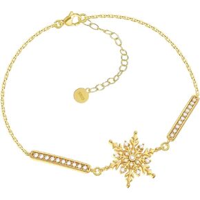Gold Snowflake Necklace for Women Gift: 925 Sterling Silver Snowflake Pendant Jewelry New Year Idea for Her Birthday Anniversary in Kuwait