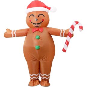 Christmas Costume Gingerbread Inflatable,Gingerbread Man Costume,Blow up Inflatable Costume Adult,Funny Christmas Inflatable Costume,Gingerbread Man Onesies Adult,Giant Xmas Costumes for Adults Women in Saudi Arabia