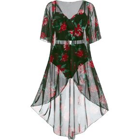 ROSE GAL Rosegal Plus Size Women 3 Piece Tankini Swimsuit Floral Print Underwire Push Up High Waisted Ruched Bathing Suit in Kuwait