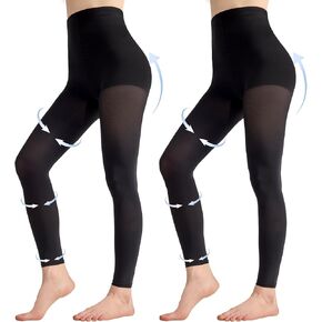 2 Pairs Compression Tights for Women 80D Footless 10-15mmHg Support Shaping Opaque Pantyhose in Saudi Arabia