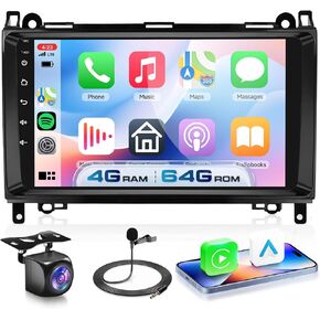 [8 CORE 2G+64G] Car Radio for Mercedes Benz W906 Sprinter W169 W245 W639 Vito Viano with Wireless Carplay/Android Auto, 9" Android 13 IPS Touch Screen Stereo, Bluetooth, GPS, WiFi, SWC, DSP + Camera in Kuwait