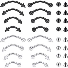 Intera الجراحية الصلب 16G الحاجب ثقب المجوهرات العمودي Labret الشفاه خواتم مجوهرات للنساء الرجال منحني الحديد روك Daith ثقب المجوهرات 6 مم / 8 مم / 10 مم / 12 مم in Kuwait