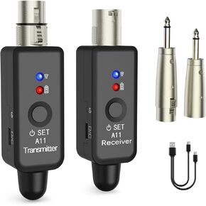 نظام ميكروفون لاسلكي A11، جهاز إرسال واستقبال XLR 2.4 جيجا هرتز للميكروفون الديناميكي، خلاط الصوت، نظام PA، نطاق 100 قدم، زمن وصول منخفض للغاية، بطارية قابلة للشحن in Kuwait