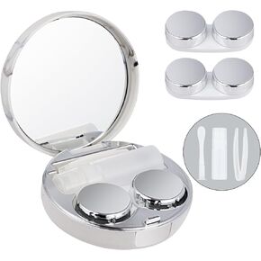1 PACK Contact Lens Case Kit, Attached 2Pcs contact lens cases can be replaced, Daily Outdoor Use (Rose Gold) in Saudi Arabia