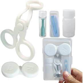 أداة وضع العدسات اللاصقة، أدوات مساعدة على ارتداء العدسات اللاصقة الملونة، أداة فتح العين للعدسات اللاصقة، سهولة الإدخال والإزالة، مع علبة العدسات اللاصقة، ماصة + ملقط بطرف ناعم in Kuwait