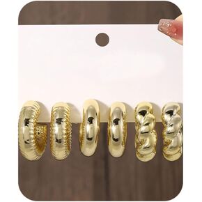 مجموعة 24 زوجًا من الأقراط الذهبية البسيطة للنساء، أقراط لؤلؤية فريدة من نوعها، مجموعة متعددة من المجوهرات بتصميم مريح ورائع لحفلات أعياد الميلاد in Kuwait