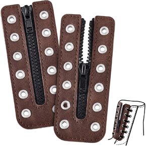 PH PandaHall Cowhide Leather Boot Zipper Inserts, Tieless Shoe Lace Eyelets 6 Holes for DIY Men Women Sneakers Laces Repair in Saudi Arabia