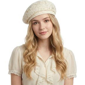 قبعة بيريه من الدانتيل للنساء، قبعة صغيرة فرنسية أنيقة على شكل زهرة صيفية قابلة للتنفس، قبعة رسام للسيدات in Kuwait