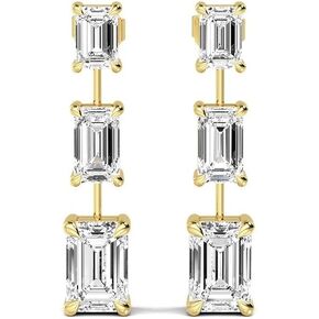 1-10 Carat (ctw) White Gold Emerald Cut LAB GROWN Diamond Three Stone Drop Earrings (Color E-F Clarity VS2-SI1) in Saudi Arabia