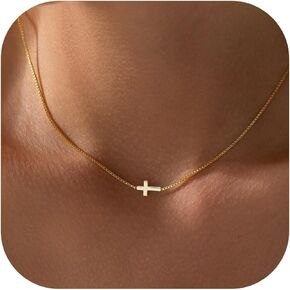 Cross Necklace for Women - 18K Gold Plated Cross Necklace Dainty Gold Necklace for Women Teens Girls Gold Jewelry Easter Religious Christian Christmas Gifts Stocking Stuffers in Kuwait