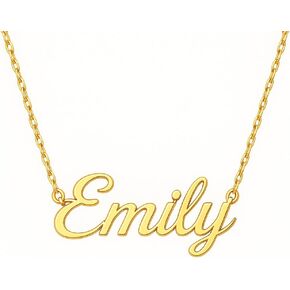 14k Solid Gold Name Necklace Personalized, Custom Script Nameplate Necklace, Dainty Custom Name Necklace For Women, Nameplate Customized Pendant, Gift for Her, 14K Solid Gold and Gold Plated Options in Saudi Arabia
