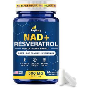 NAD+ Supplement with 500mg NR, Resveratrol, CoQ10, PQQ- 5-in-1 NAD Formula |NMN Supplement Alternative|NAD Resveratrol Support Cellular Energy & Healthy Aging-Made in USA-60 Capsules in Saudi Arabia