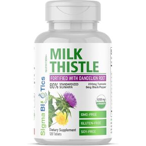 Milk Thistle Extract 9105mg – Fortified with Dandelion Root, Turmeric, Black Pepper, NAC, Choline & Taurine – 80% Standardized Silymarin for Liver Support – GMO-Free, Gluten-Free, Soy-Free 120 Tablets in Saudi Arabia