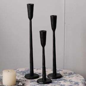 Gold Iron Taper Candle Holder Set of 3, Heavy Wrought Iron Candlestick Holders Decorative Candle Stand, Vintage Candle Holder for Wedding, Dining, Home Decoration in Saudi Arabia