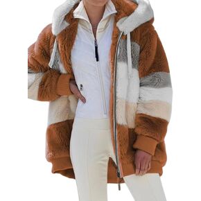 2026 Women's Contrasting Lamb Wool Padded Coat - Warm Sherpa Lined Hooded Zip Jacket with Pockets in Kuwait