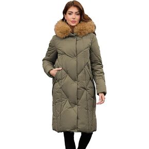 معطف منتفخ طويل للنساء من PAPILLON D'OR WEAR YOUR WINGS - سترة شتوية مبطنة ماسية قابلة للفصل بياقة من الفرو الصناعي in Kuwait