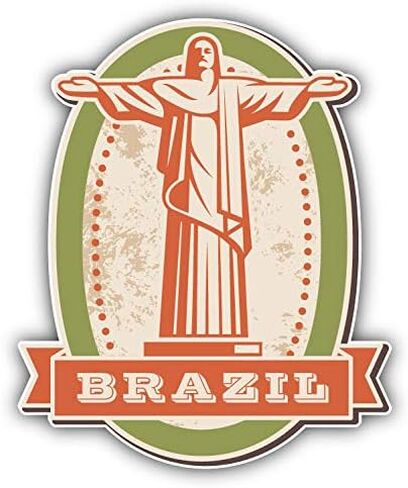 Brazil Statue of Christ The Redeemer Vintage Label Window Truck Car Bumper Sticker Decal 4'' x 5'' in Saudi Arabia