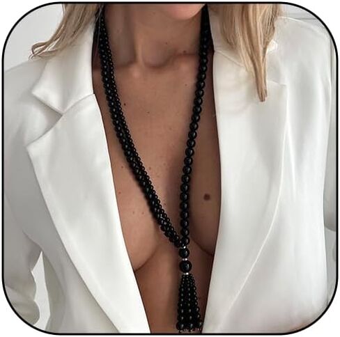 قلادة طويلة مطرزة للنساء من الأكريليك بخرز دائري طويل على شكل حرف Y وقلادة ذات طبقات مكتنزة مجوهرات بوهو عصرية in Kuwait