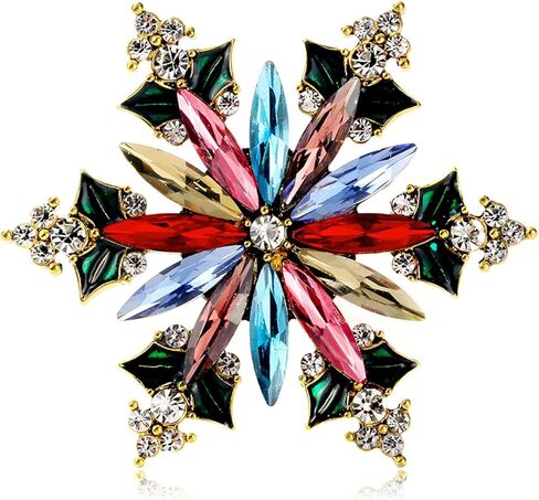WCRAZYE Vintage Rhinestone CZ Snowflake Brooch Pin for Men Women - Winter Christmas Flower Lapel Pins Corsage Badge Cloth Dress Accessories Jewelry in Saudi Arabia