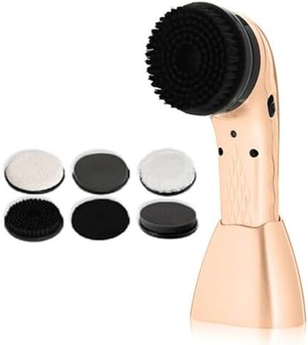 Handheld Electric Shoe Shine Kit - USB Rechargeable Polisher with 6 Brush Heads for Shoes, Bags & Sofas - Ultimate Cleaning & Care Tool for Effortless Shine (Black) in Saudi Arabia