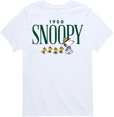 ملابس HYBRID - الفول السوداني - Snoopy 1950 Camping - تي شيرت برسومات قصيرة الأكمام للأطفال والشباب in Saudi Arabia