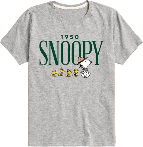 ملابس HYBRID - الفول السوداني - Snoopy 1950 Camping - تي شيرت برسومات قصيرة الأكمام للأطفال والشباب in Saudi Arabia