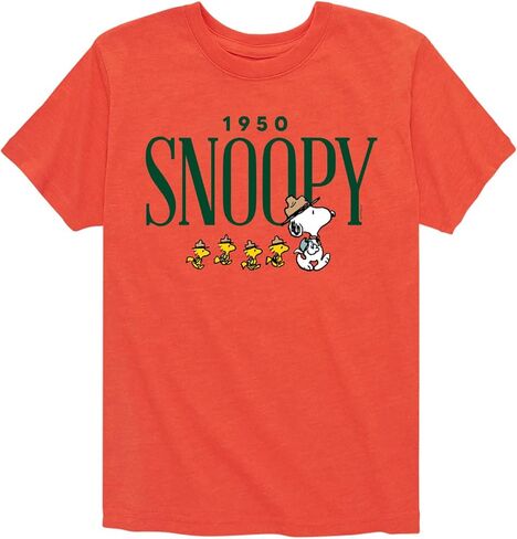 ملابس HYBRID - الفول السوداني - Snoopy 1950 Camping - تي شيرت برسومات قصيرة الأكمام للأطفال والشباب in Saudi Arabia