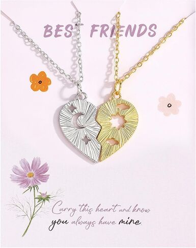 Krfy Friendship Necklace for 2, Best Friend Necklaces for Girls, Matching Pendant BFF Necklace for 2 Sister, Magnetic Split Heart Necklaces for Women Set in Saudi Arabia