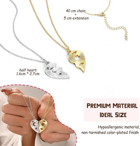 Krfy Friendship Necklace for 2, Best Friend Necklaces for Girls, Matching Pendant BFF Necklace for 2 Sister, Magnetic Split Heart Necklaces for Women Set in Saudi Arabia