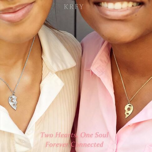 Krfy Friendship Necklace for 2, Best Friend Necklaces for Girls, Matching Pendant BFF Necklace for 2 Sister, Magnetic Split Heart Necklaces for Women Set in Saudi Arabia